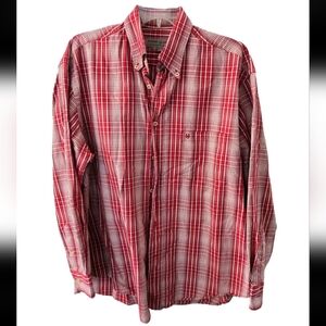 The Sharif Shirt Co Men's Vintage Dress Shirt Red  100% Egyptian Cotton Sz Large